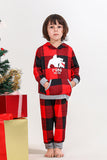 Jul Familj Rött Rutnät Björn Tryck Pyjamas Set