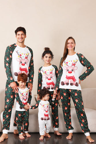 Mörkgrön Rådjur Jul Familj Pyjamas Set