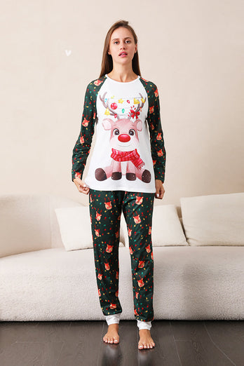 Mörkgrön Rådjur Jul Familj Pyjamas Set