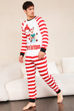 Röda ränder Snögubbar Jul Familj Pyjamas Set