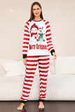 Röda ränder Snögubbar Jul Familj Pyjamas Set
