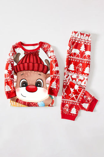 Red Deer Print Jul Familj Matchande Pyjamas Set