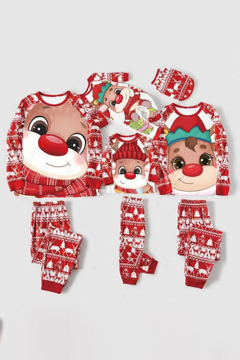 Red Deer Print Jul Familj Matchande Pyjamas Set
