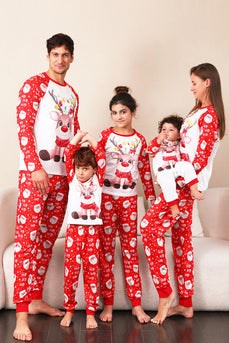 Red Deer Print Familjens julpyjamas