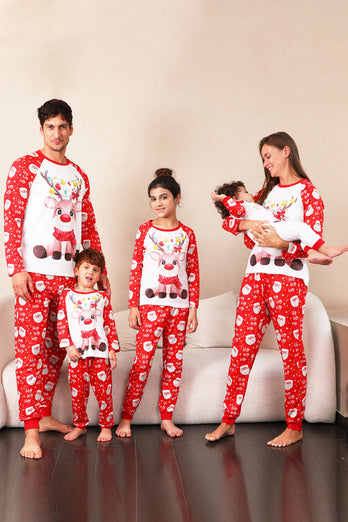 Red Deer Print Familjens julpyjamas