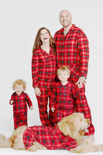 Röd rutig familj julpyjamas