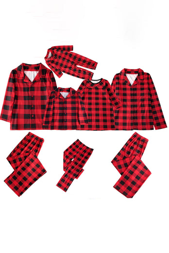 Röd Rutig Jul Familj Matchande 2 Stycken Pyjamas Set