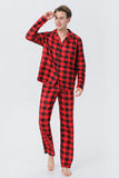 Röd Rutig Jul Familj Matchande 2 Stycken Pyjamas Set