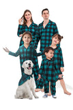 Mörkgrön Pläd Jul Familj Matchande 2 stycken Pyjamas Set
