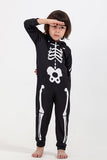 Familj Mysigt Skelett Svart Tryck Zip Up Hoodie Onesie