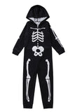 Familj Mysigt Skelett Svart Tryck Zip Up Hoodie Onesie