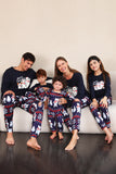 Marinblå Tryck Jul Familj Matchande Pyjamas Set