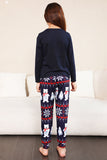 Marinblå Tryck Jul Familj Matchande Pyjamas Set