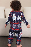 Marinblå Tryck Jul Familj Matchande Pyjamas Set
