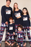 Marinblå Tryck Jul Familj Matchande Pyjamas Set