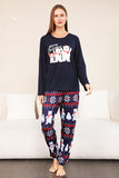 Marinblå Tryck Jul Familj Matchande Pyjamas Set