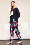 Marinblå Tryck Jul Familj Matchande Pyjamas Set