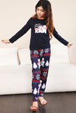 Marinblå Tryck Jul Familj Matchande Pyjamas Set