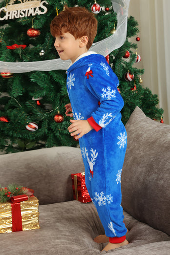 Jul Familj Royal Blå Flanell Snöflinga Onesie Pyjamas