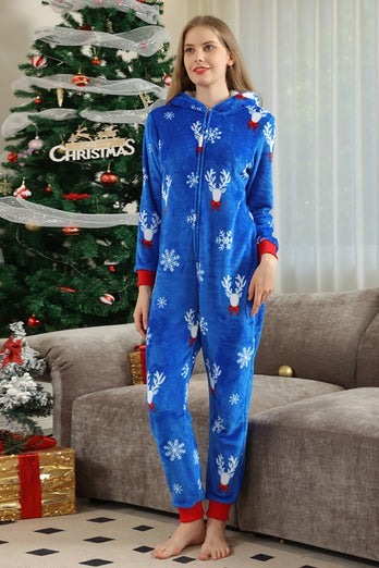 Jul Familj Royal Blå Flanell Snöflinga Onesie Pyjamas