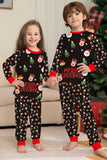 Jultomten och julgran Svart familj matchande pyjamas set