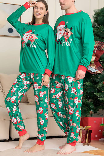 Grön jultomte och rådjur Jul Familj Matchande Pyjamas Set