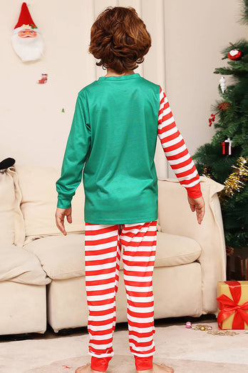 Grön och röd randig jul familj matchande pyjamas set