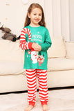 Grön och röd randig jul familj matchande pyjamas set
