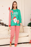 Grön och röd randig jul familj matchande pyjamas set