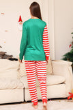 Grön och röd randig jul familj matchande pyjamas set