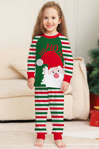 Grön och röd randig Jultomte Familj Pyjamas Set