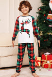 Grön och röd rutnät rådjur jul familj matchande pyjamas set