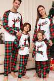 Grön och röd rutnät rådjur jul familj matchande pyjamas set