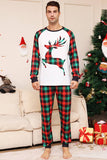 Grön och röd rutnät rådjur jul familj matchande pyjamas set