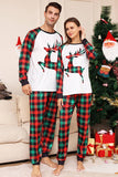 Grön och röd rutnät rådjur jul familj matchande pyjamas set