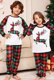 Grön och röd rutnät rådjur jul familj matchande pyjamas set