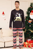 Jul Svart Hjort och Snöflinga Familj Matchande Pyjamas Set
