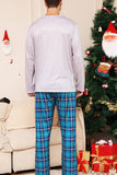 Grå rådjur och blå rutig jul familj matchande pyjamas set