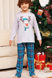 Grå rådjur och blå rutig jul familj matchande pyjamas set