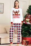 Vit Hjort och Röd Rutig Jul Familj Matchande Pyjamas Set