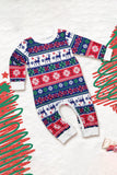 Vit och blå hjort snöflinga mönster jul familj matchande pyjamas set