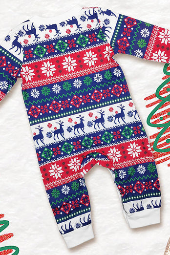 Vit och blå hjort snöflinga mönster jul familj matchande pyjamas set