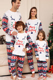 Vit och blå hjort snöflinga mönster jul familj matchande pyjamas set