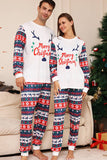 Vit och blå hjort snöflinga mönster jul familj matchande pyjamas set