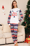 Vit och blå hjort snöflinga mönster jul familj matchande pyjamas set