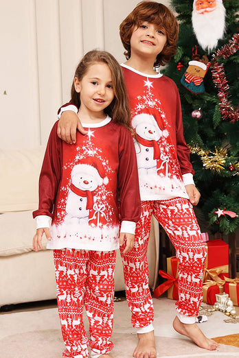 Röd snögubbe jul familj matchande pyjamas set