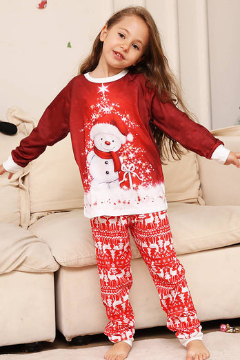 Röd snögubbe jul familj matchande pyjamas set
