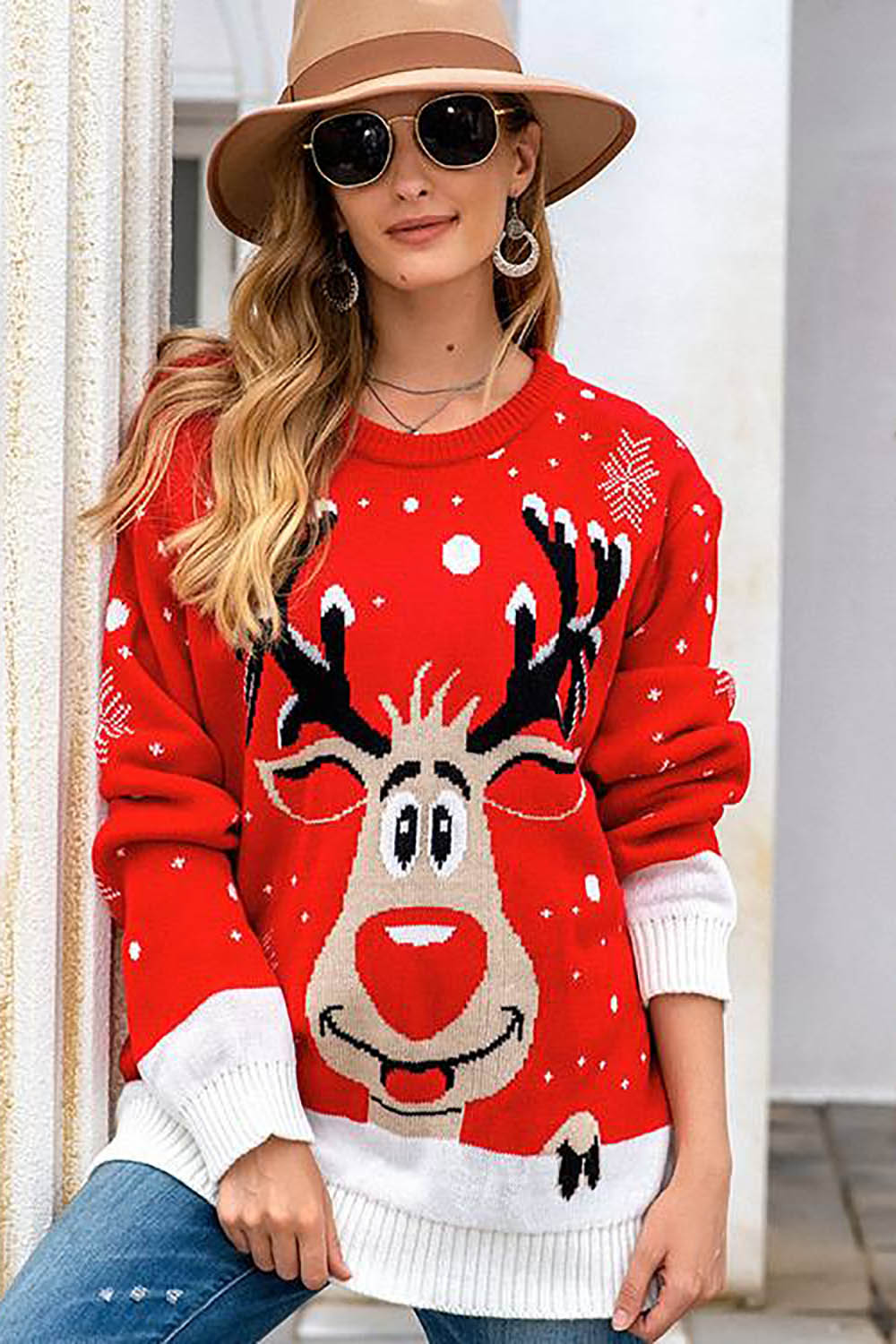 Svart Jul Renar Svart Snöflinga Tröja