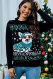 Svart Röd Söt Hund Jultröja med Långa Ärmar