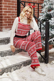 Jul Röd Snöflinga Stickade Jumpsuits